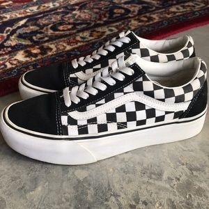 Checkered Platform Lace up Vans